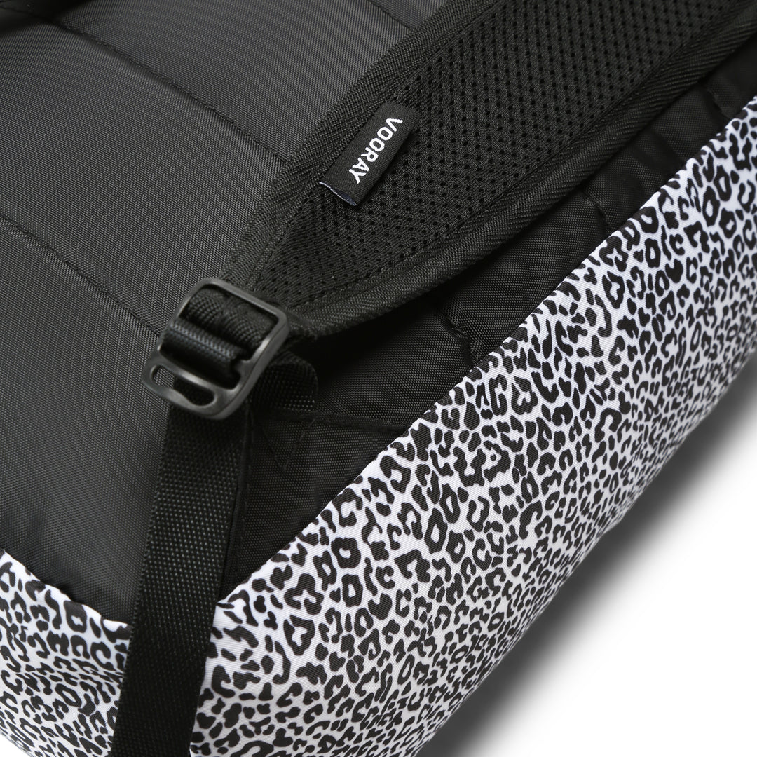 Vooray Stride Cinch Backpack - Black White Leopard - Rear View