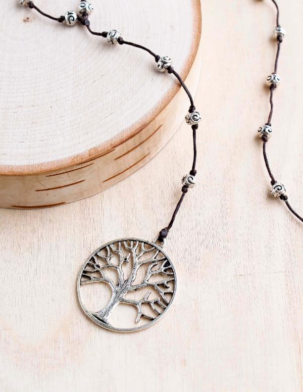 Bali Queen Alloy Tree of Life Necklace - Silver