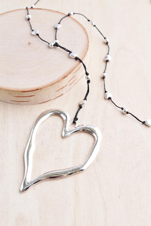 Bali Queen Open Heart Necklace - Silver
