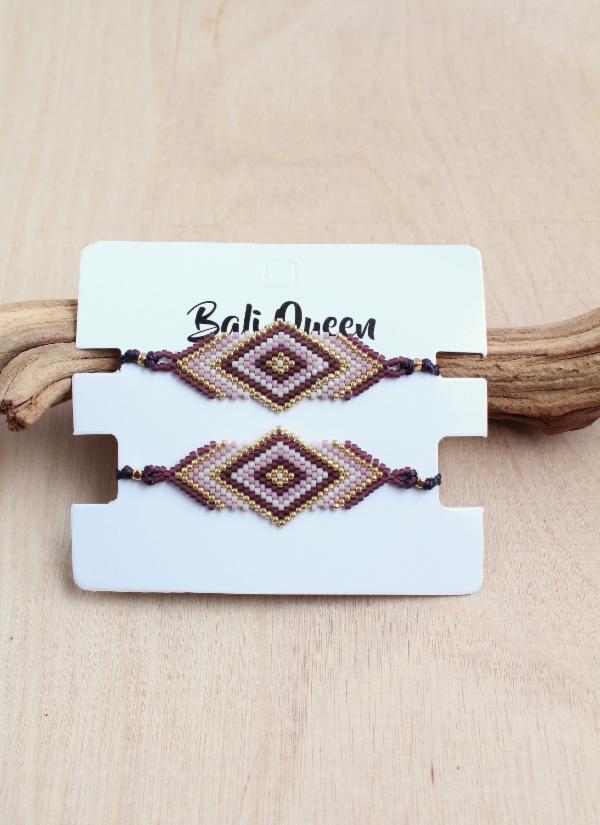 Bali Queen Seed Bead Friendship Bracelet - Pink/Gold