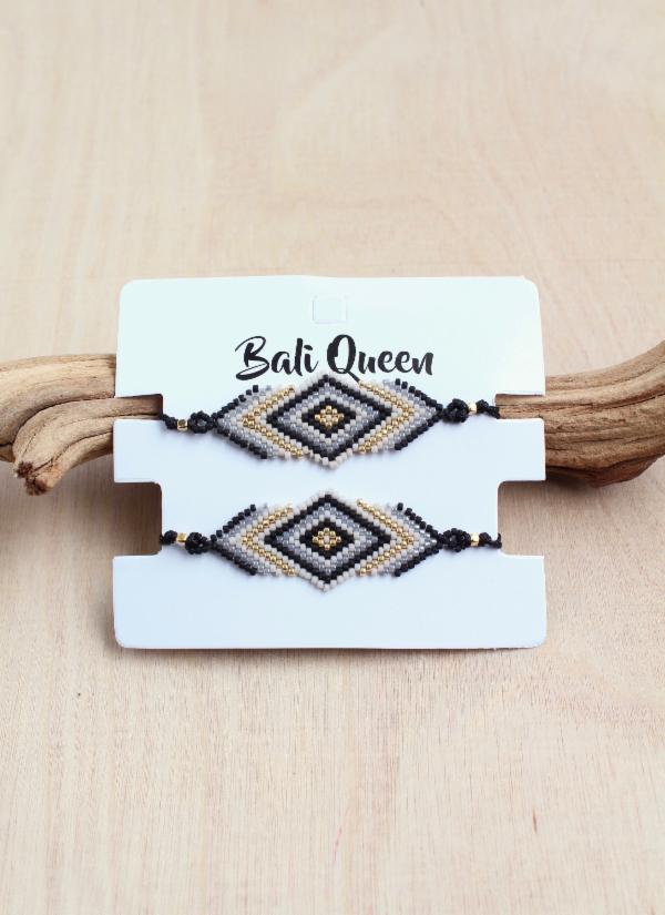 Bali Queen Seed Bead Friendship Bracelet - Silver/Gold
