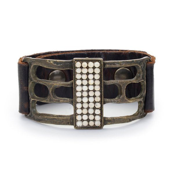 Rebel Design Open Rectangle Bracelet 1045 River Stone - Pearl