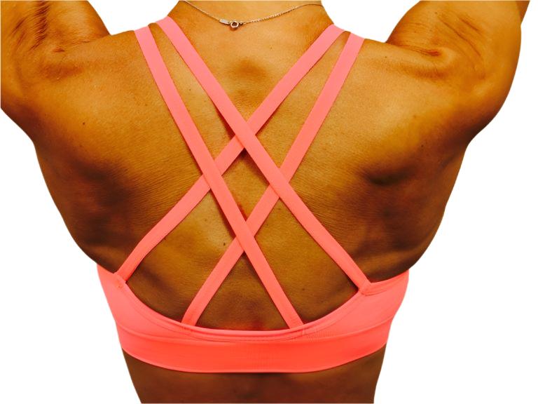 XOXO Double Strap Seamless Sports Bra - Neon Coral -  rear  view