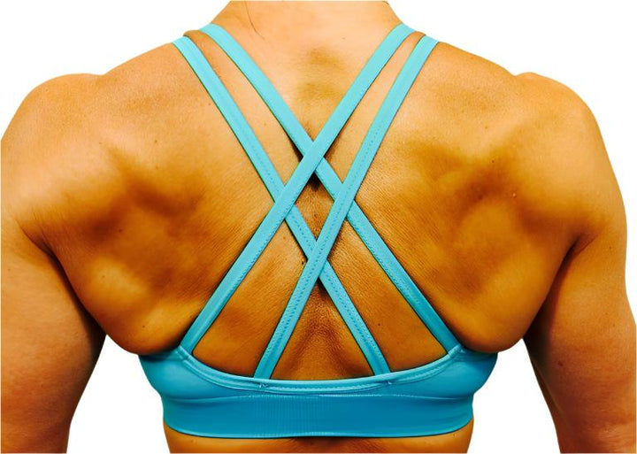 XOXO Double Strap Seamless Sports Bra - Winter Green -  rear  view