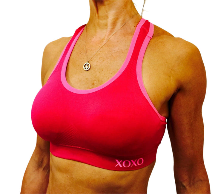 XOXO Racer Back Seamless Sports Bra  -  Fuschia  -  front view