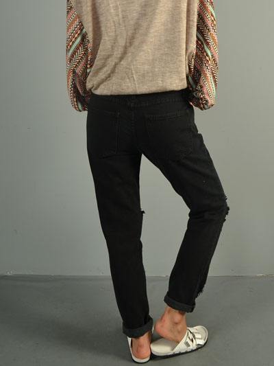 Signature 8 Destroyed Boyfriend Jeans IP629B Black - rear view