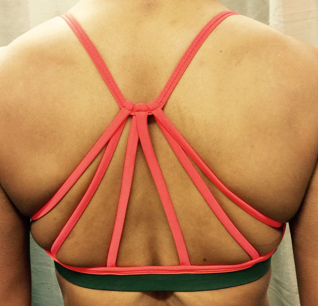  Onzie Hot Yoga Triangle Bra 378 With Trim - Olive - rear view