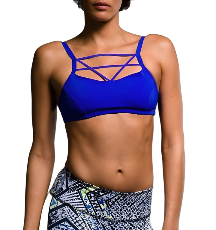 Onzie Cage Front Bra 368 - Royal - front view