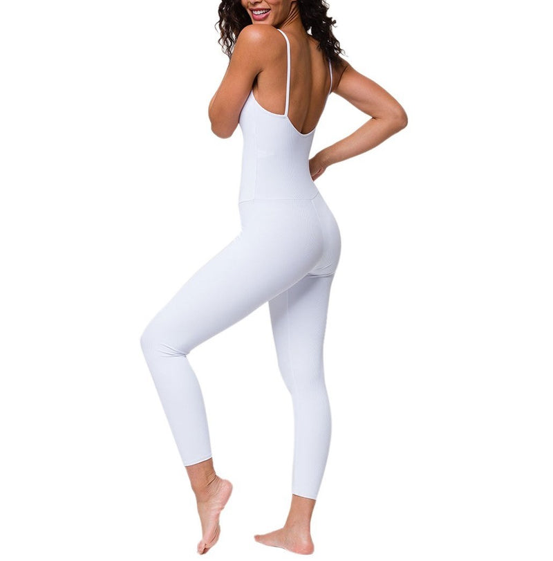 Onzie Flow Long Leotard Ribbed 124 - white - side view