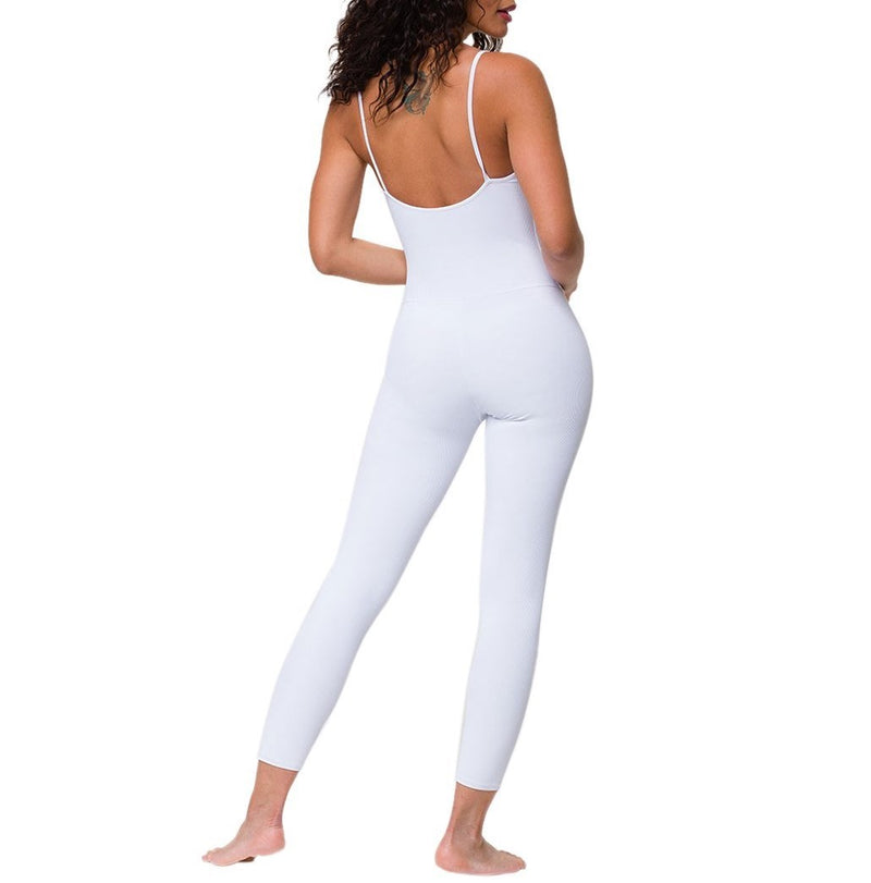 Onzie Flow Long Leotard Ribbed 124 - white - rear view