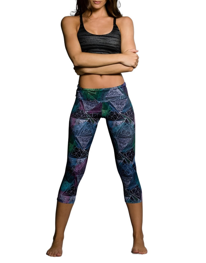 FINAL SALE Onzie Hot Yoga Capri 202 - Mathematics - front alt view 