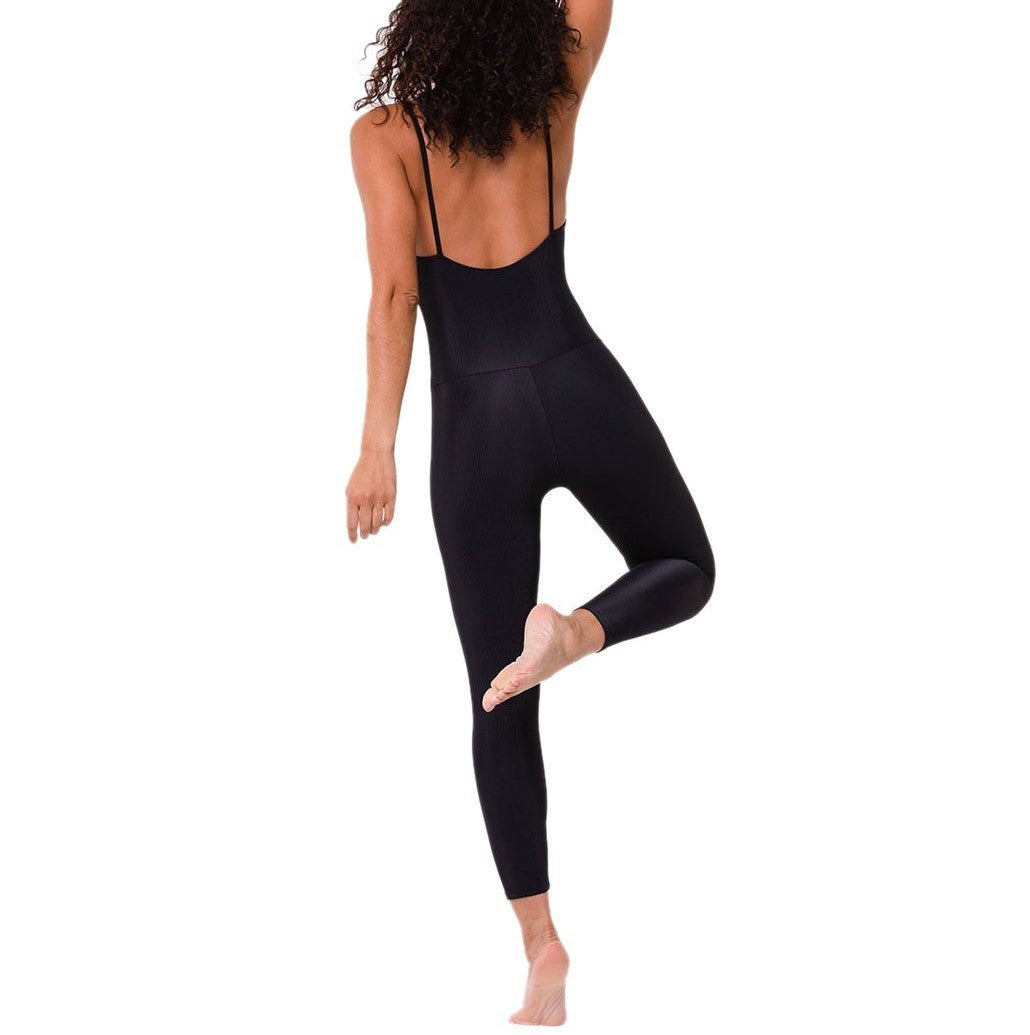 Onzie Flow Long Leotard Ribbed 124 - Black - rear alt view