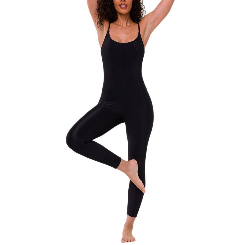 Onzie Flow Long Leotard Ribbed 124 - Black - front view