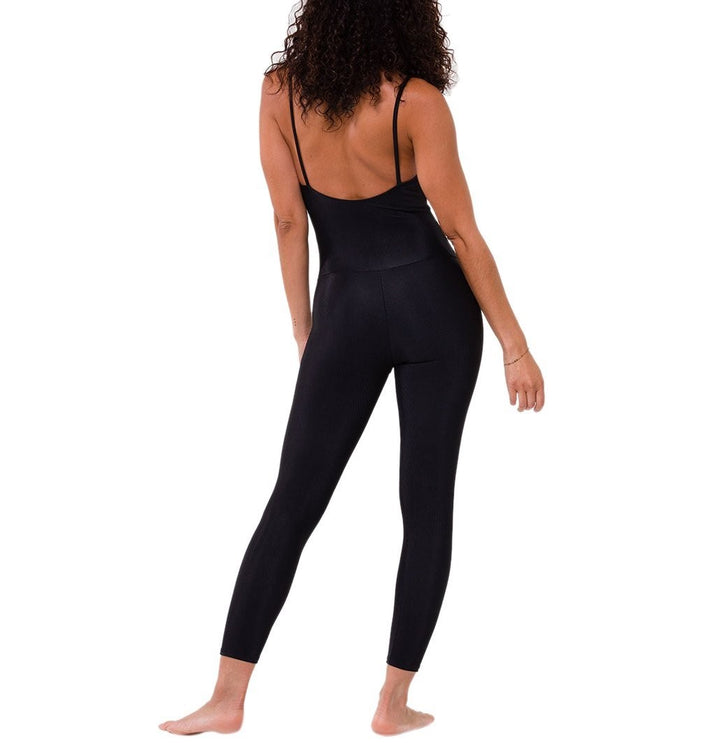 Onzie Flow Long Leotard Ribbed 124 - Black - rear view