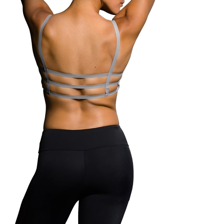Onzie Hot Yoga Elastic Cage Bra Top 316 - Vamp - rear view