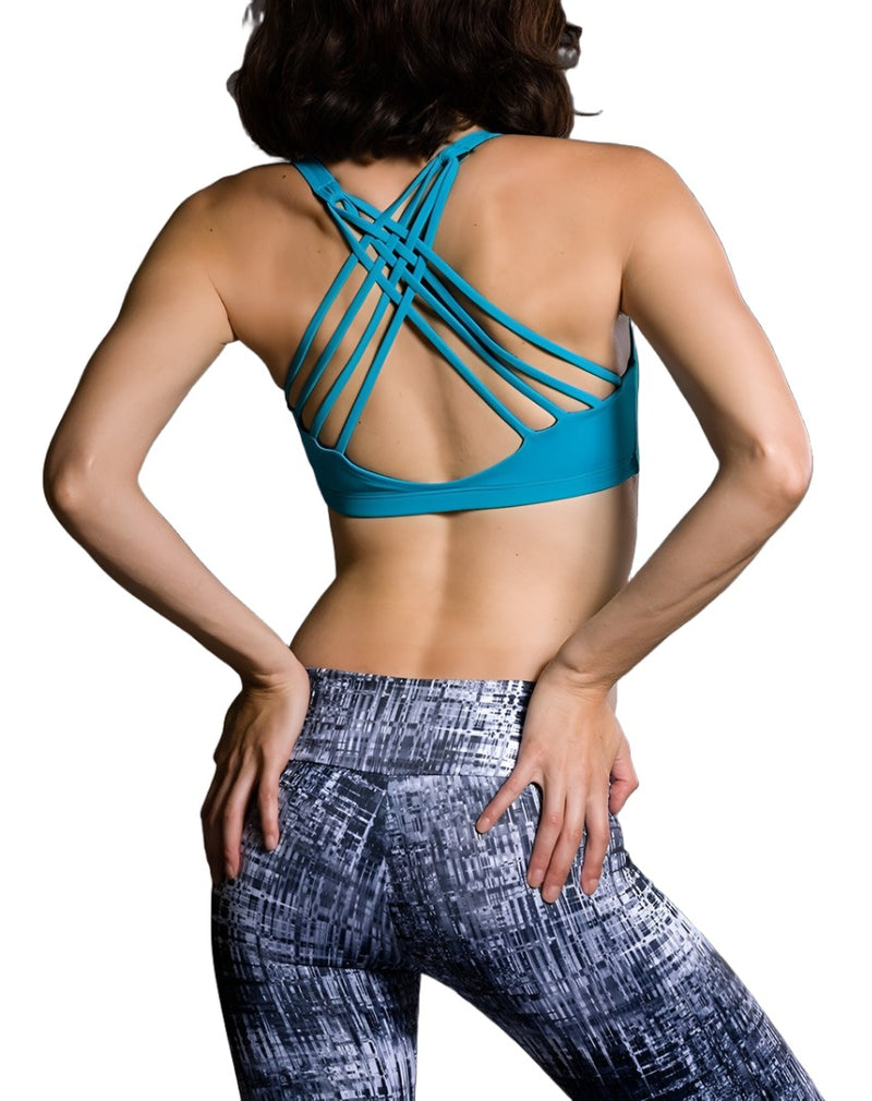 Onzie Hot Yoga Chic Bra 354 - Teal - Back View