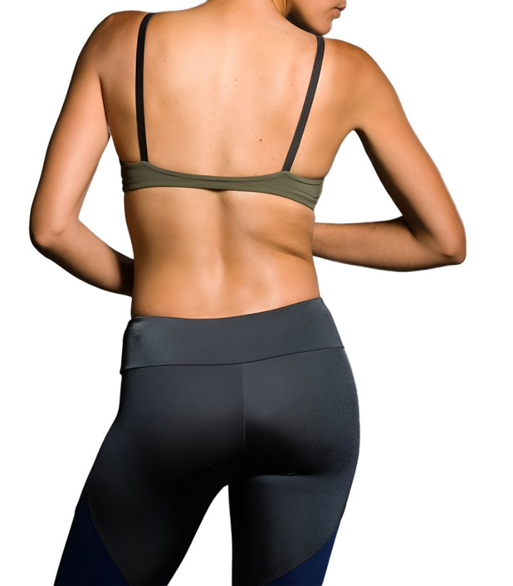 Onzie Cage Front Bra 368 - Olive - rear view