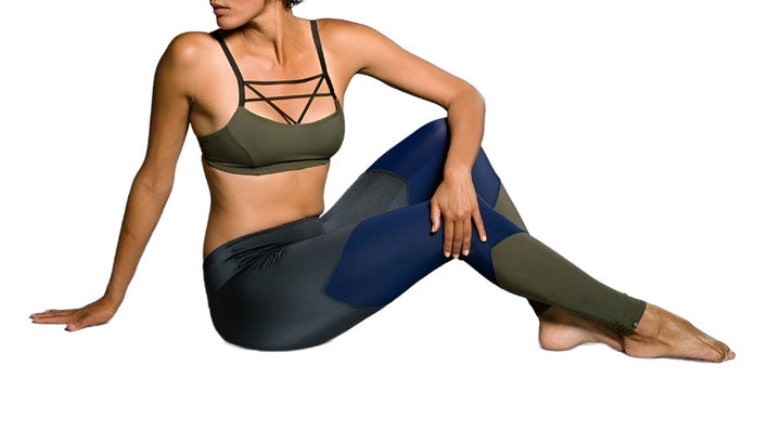 Onzie Cage Front Bra 368 - Olive - side view