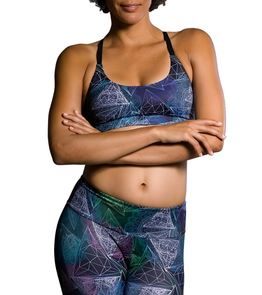 Onzie Hot Yoga X Back Elastic Bra Top 377 - Mathematics - front view