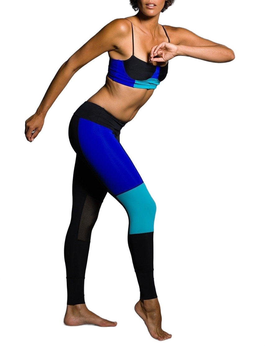 Onzie Bustier Bra Top 335 - Black/Teal - side view