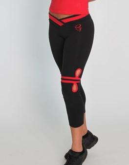 Equilibrium Activewear Chevron Legging L716 - Black/Red - front view