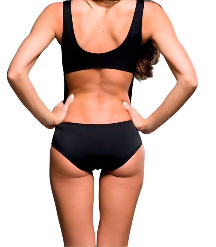 Onzie Open Back Leotard 107 - Black - rear view