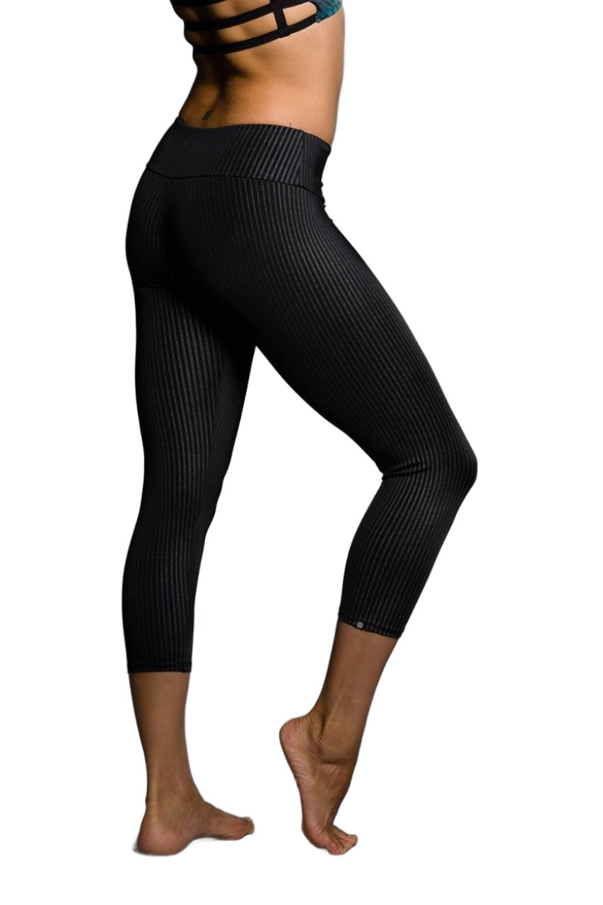FINAL SALE Onzie Hot Yoga Capri 202 - Pinstripes - side view 