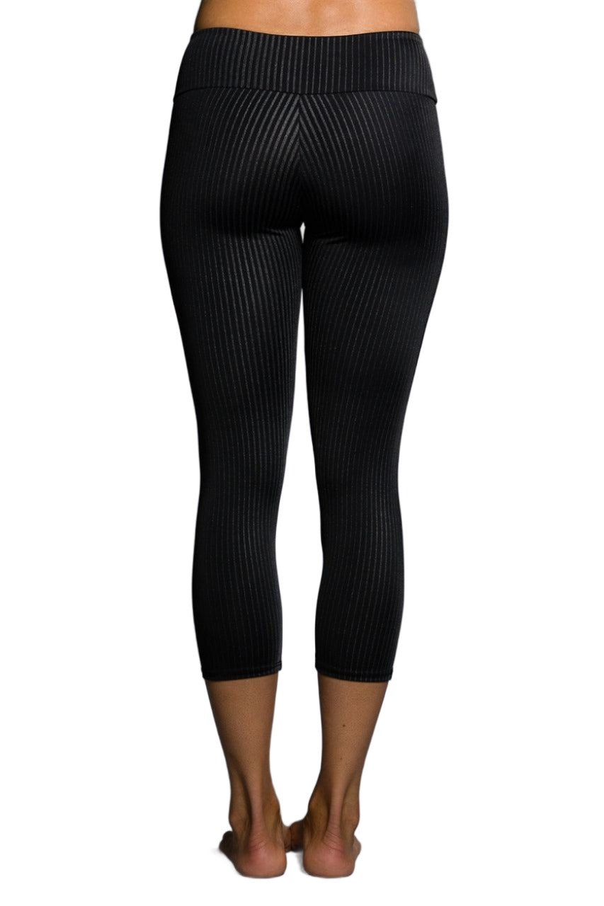 FINAL SALE Onzie Hot Yoga Capri 202 - Pinstripes - rear view 