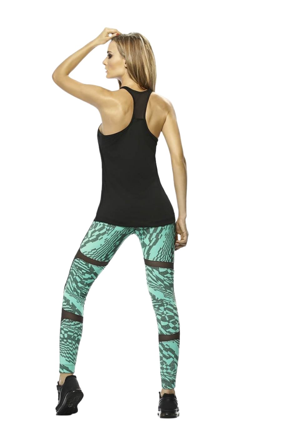 Babalu Style Textured Legging with Mesh Inset 35863 Jade - rear alt view