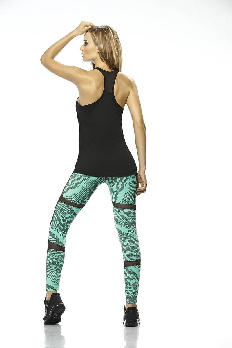 Babalu Style Textured Legging with Mesh Inset 35863 Jade - rear alt view