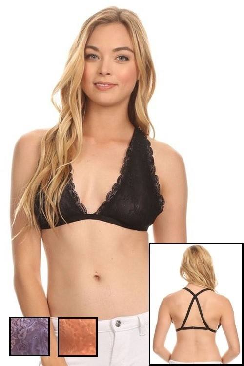anemone seamless halter style lace bralette
