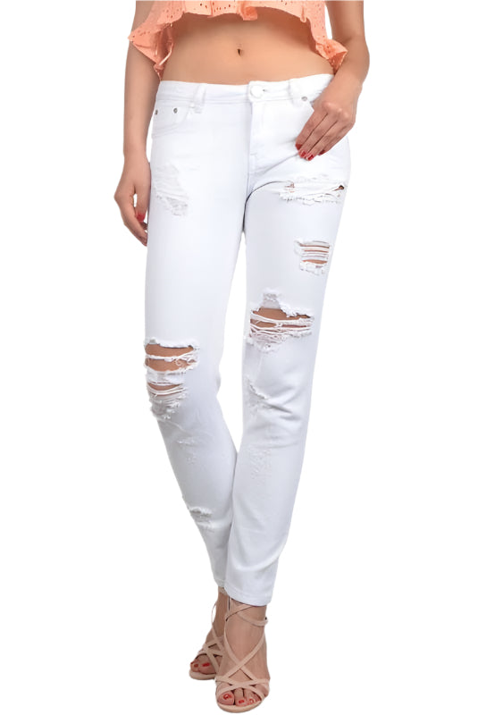 Signature 8 Relaxed Fit White Jeans IP629W - front view