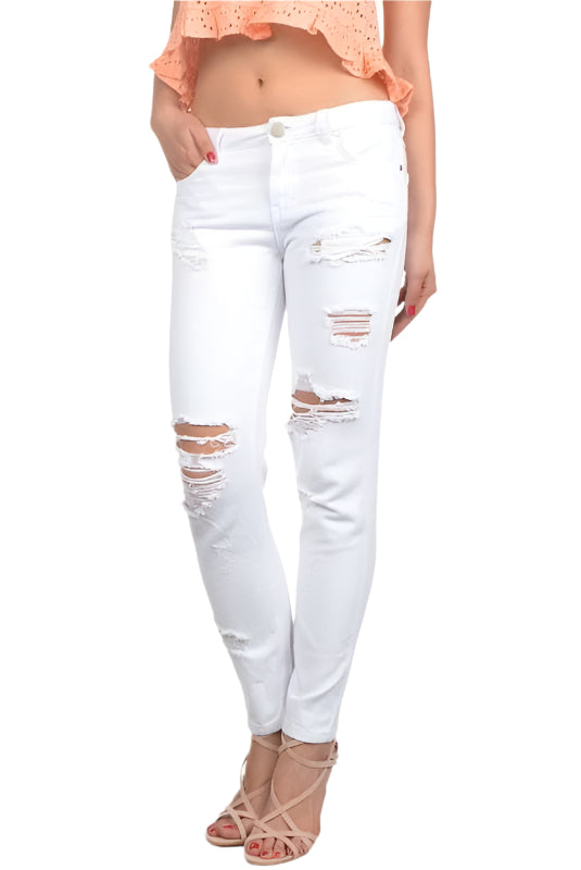 Signature 8 Relaxed Fit White Jeans IP629W - front alt view