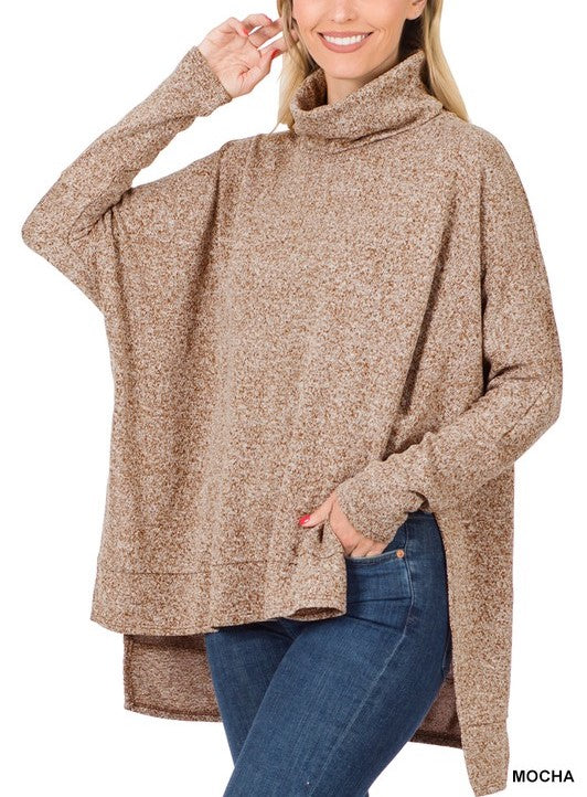 Zenana Hi-Low Cowl Oversized Neck Sweater For Women’s - HT-2081C5