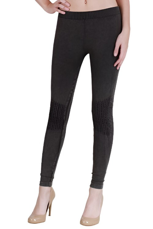 NikiBiki Vintage Knee Shirring Legging NB6547 - Charcoal  - front view