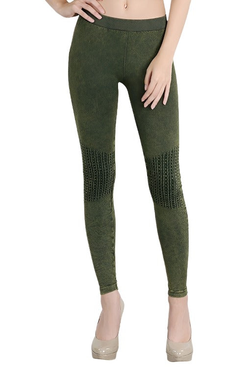 NikiBiki Vintage Knee Shirring Legging NB6547 - Olive  - front view