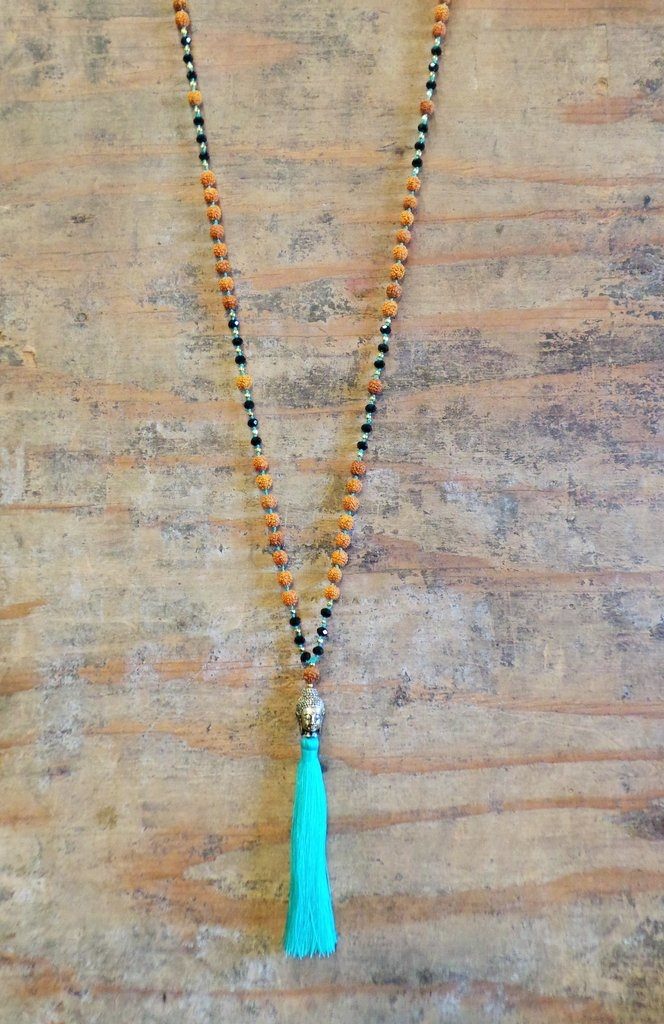 Mala Tassel Necklace - Mint green