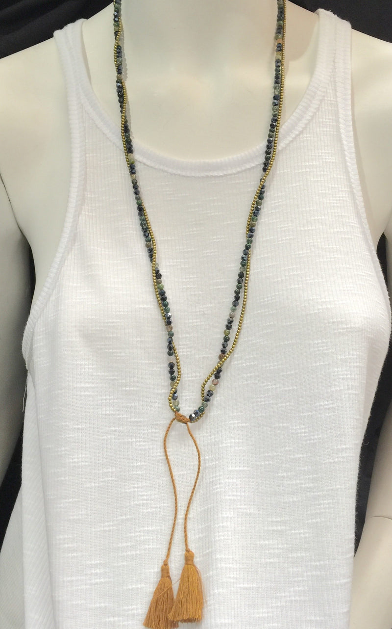 Double Strand Tassel Necklace - Jade