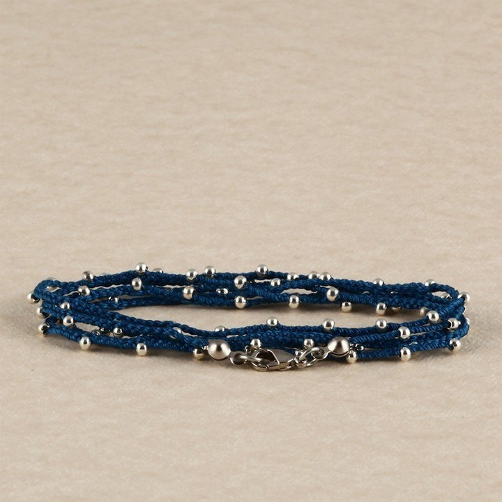 Hand Made Necklace/ Bracelet With Silver Beads - Royal