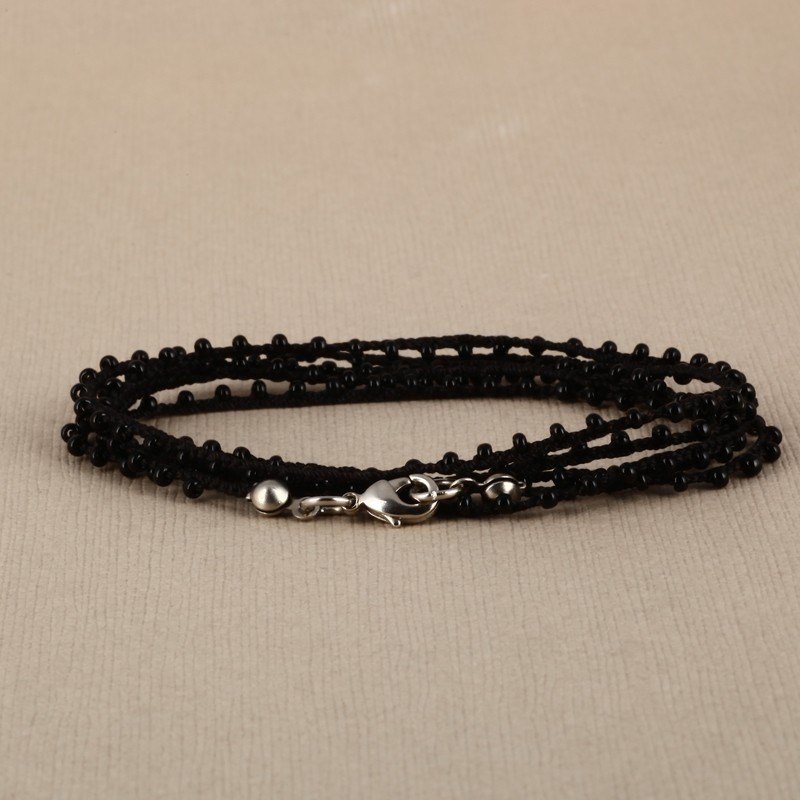 Hand Made Necklace/ Bracelet With Seed Beads - Black