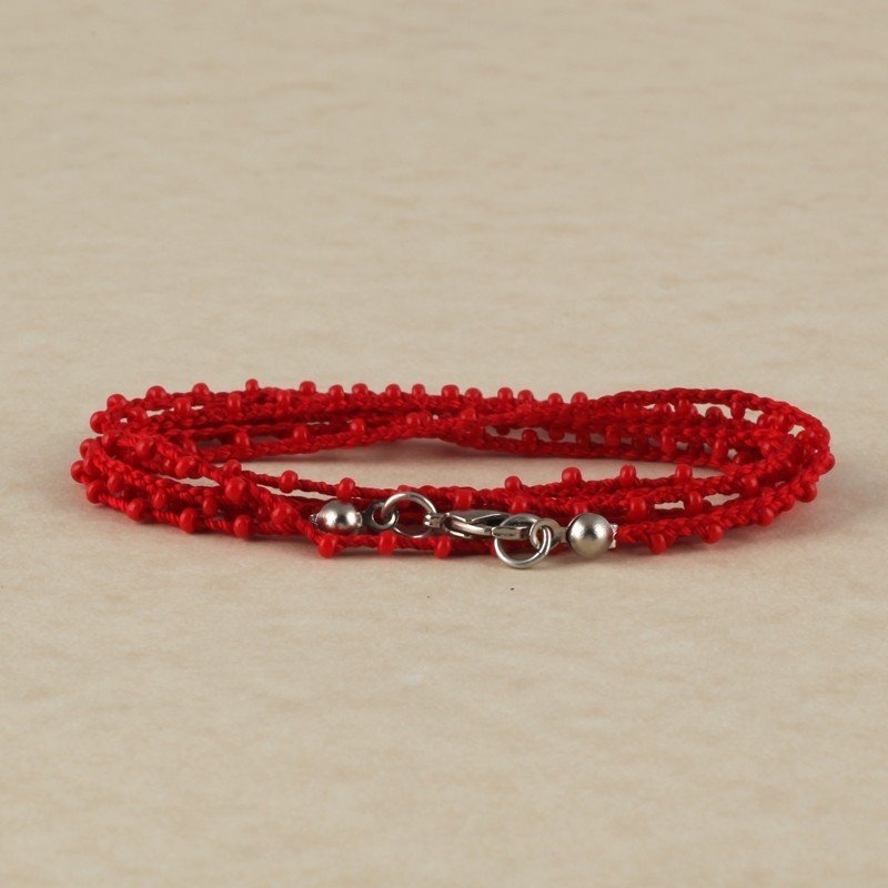 Hand Made Necklace/ Bracelet With Seed Beads - Red