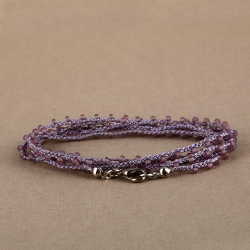 Hand Made Necklace/ Bracelet With Seed Beads - Lilac
