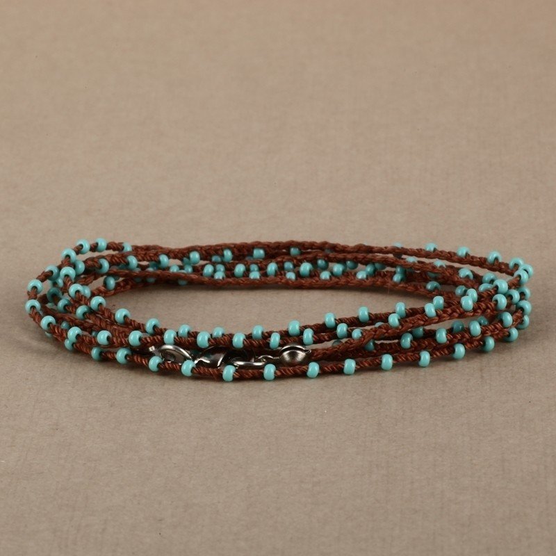 Hand Made Necklace/ Bracelet With Contrast Beads - Coral/Turquoise