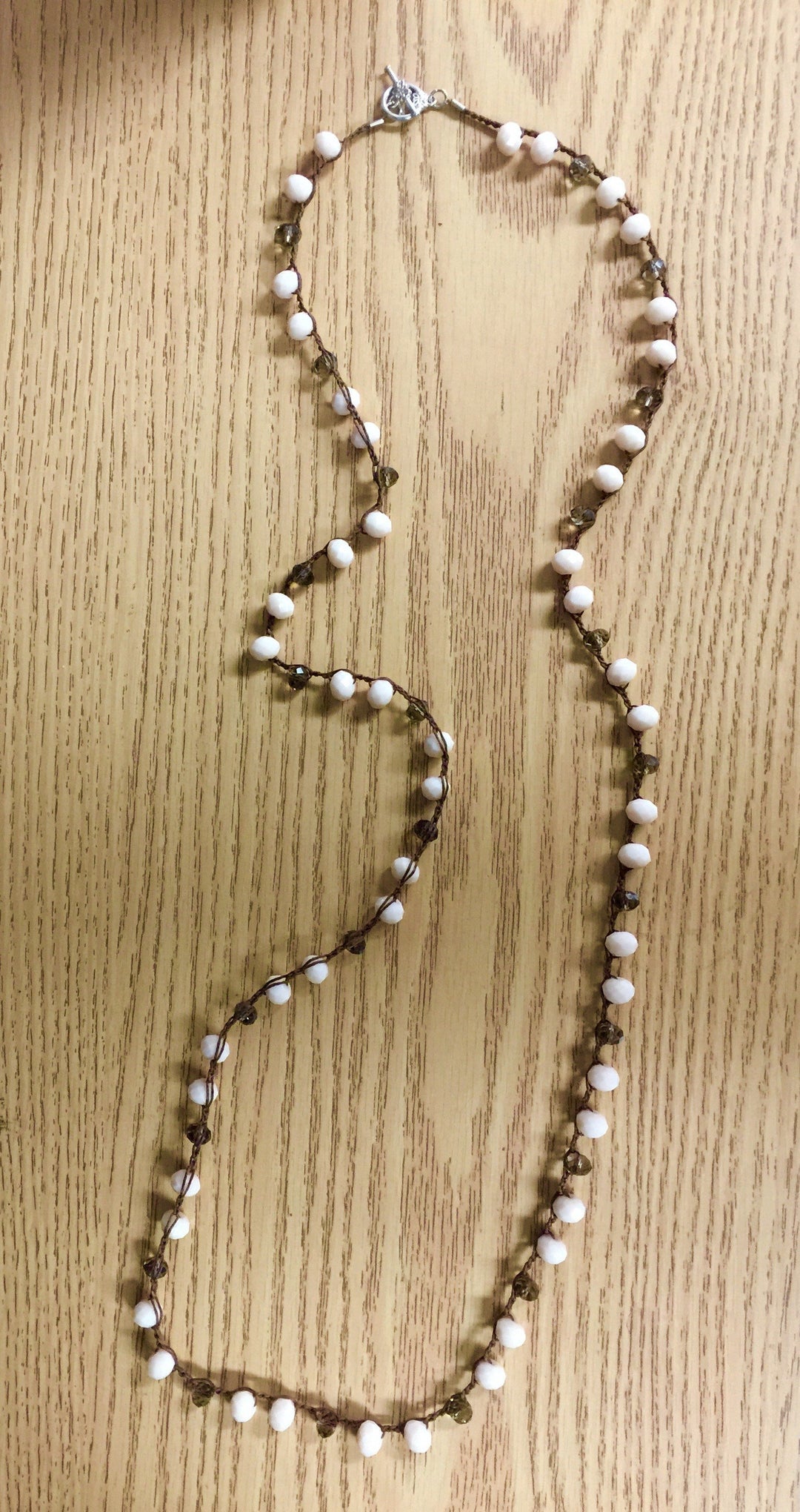 Ballet Pink Quartz and Smokey Topaz Crystal Crocheted Necklace - BabyPink