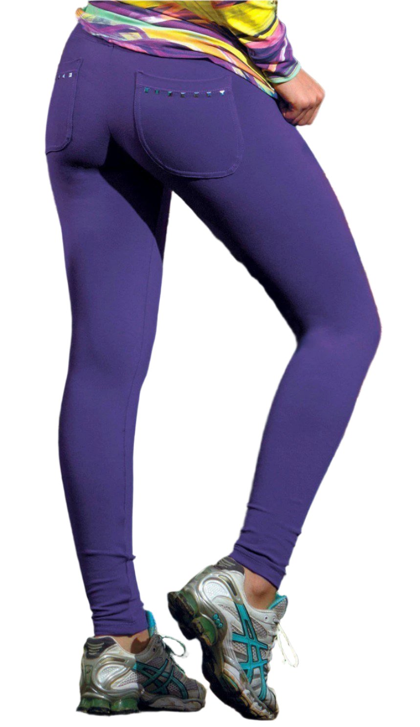 Bia Brazil Activewear Studded Pocket Legging - Grape - Back View