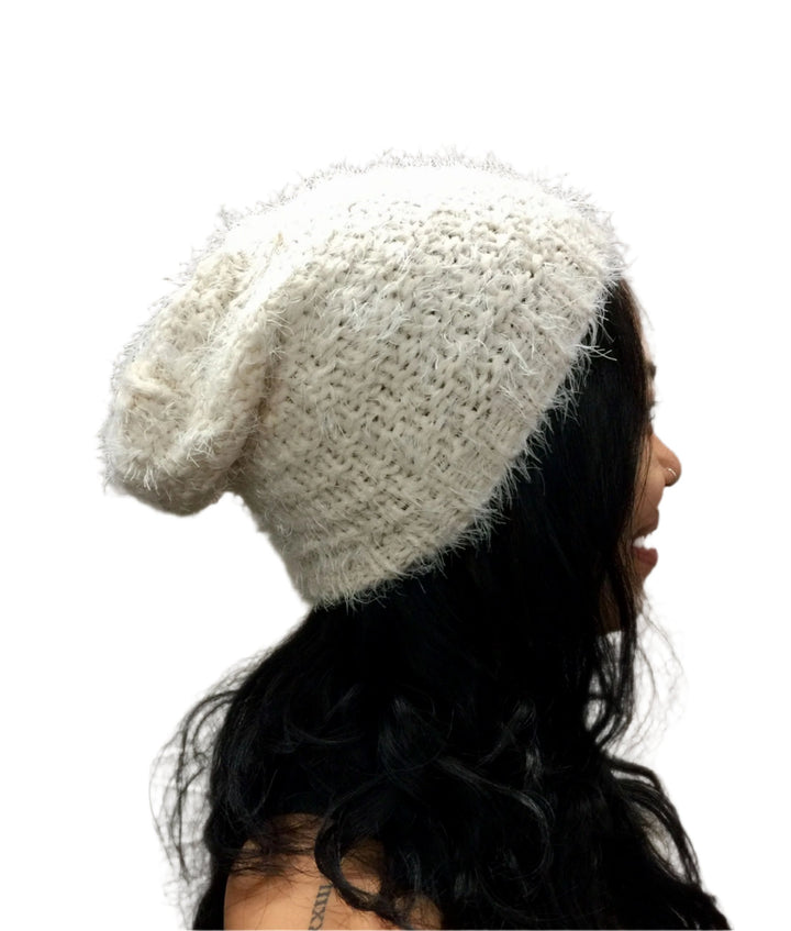 Slouchy Crochet Beanie HT14131  - white 
