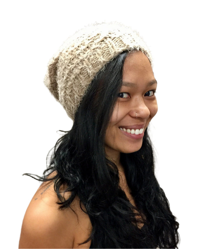 Slouchy Crochet Beanie HT14131  - tan