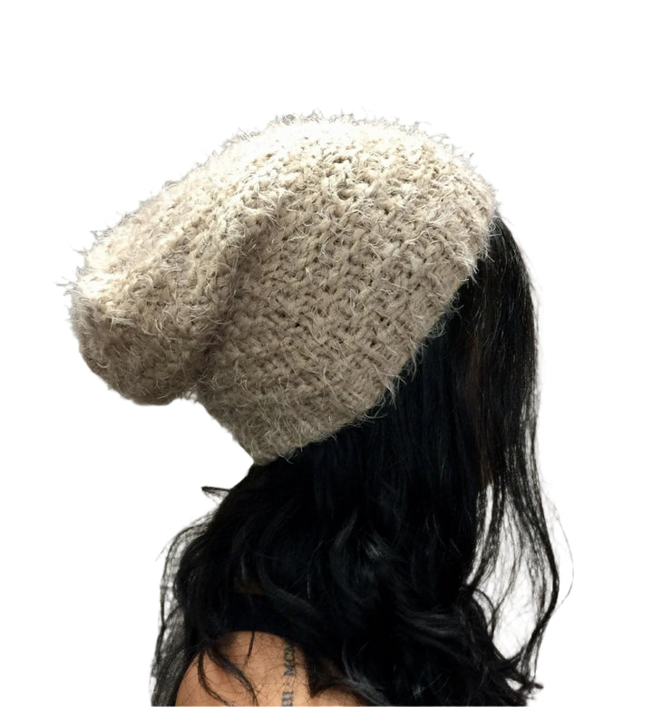 Slouchy Crochet Beanie HT14131  - tan 