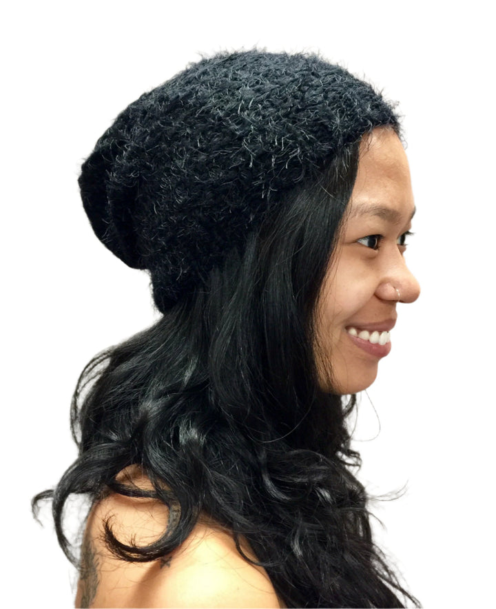 Slouchy Crochet Beanie HT14131  - black 