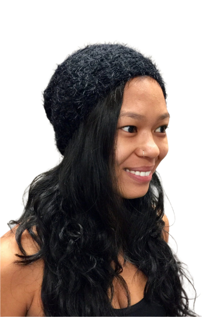 Slouchy Crochet Beanie HT14131  - black 